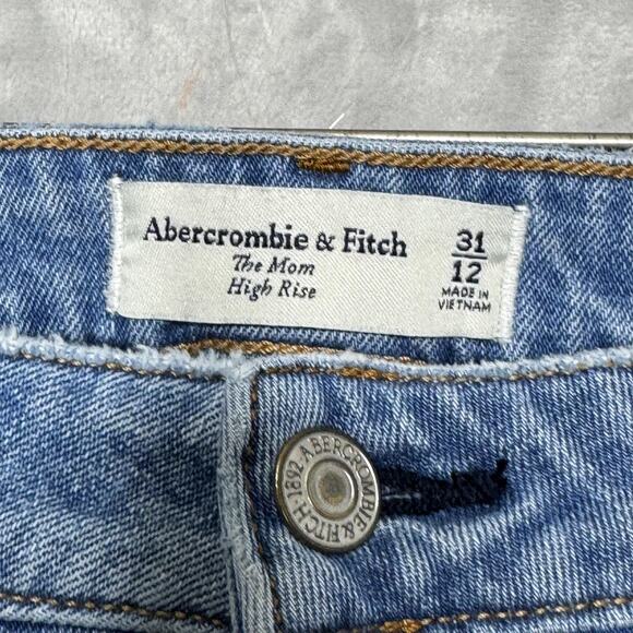 Abercrombie & Fitch Mom Jeans Womens 12 31 Blue High Rise Curve Love Denim - Picture 5 of 10